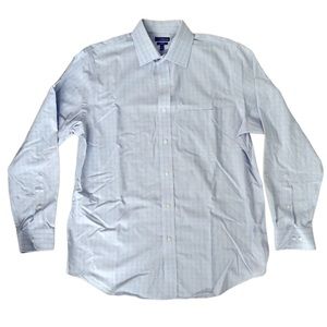 CROFT & BARROW BLUE TAN BUTTON DOWN DRESS SHIRT